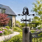 Basset Hound metal weather vane with directional arrows and mounting rod, outdoor roof and garden decoration
