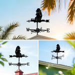 Basset Hound metal weather vane with directional arrows and mounting rod, outdoor roof and garden decoration