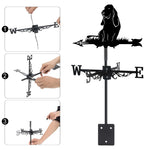 Basset Hound metal weather vane with directional arrows and mounting rod, outdoor roof and garden decoration