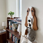 Wooden Basset Hound dog wall hook key and leash holder for home entryway organizer