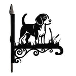 Beagle metal hanging basket bracket mounted on outdoor wall for plant decoration