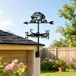 Beagle metal weather vane with directional arrows and mounting rod, outdoor roof and garden decoration