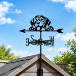 Beagle metal weather vane with directional arrows and mounting rod, outdoor roof and garden decoration