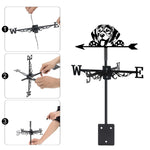 Beagle metal weather vane with directional arrows and mounting rod, outdoor roof and garden decoration