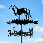 Beagle metal weather vane with directional arrows and mounting rod, outdoor roof and garden decoration