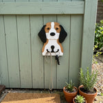 Wooden Beagle dog wall hook key and leash holder for home entryway organizer