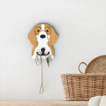 Wooden Beagle dog wall hook key and leash holder for home entryway organizer