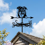 Beauceron dog metal weather vane with directional arrows and mounting rod, outdoor roof and garden decoration