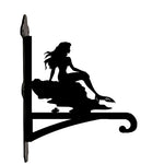 Beautiful mermaid metal hanging basket bracket mounted on outdoor wall for plant decoration