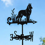 Belgian Groenendael metal weather vane with directional arrows and mounting rod, outdoor roof and garden decoration