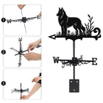 Belgian Groenendael metal weather vane with directional arrows and mounting rod, outdoor roof and garden decoration