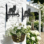 Belgian tervuren metal hanging basket bracket mounted on outdoor wall for plant decoration