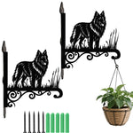 Belgian tervuren metal hanging basket bracket mounted on outdoor wall for plant decoration