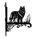 Belgian tervuren metal hanging basket bracket mounted on outdoor wall for plant decoration