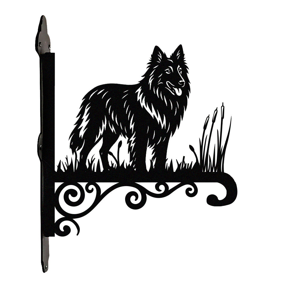 Belgian tervuren metal hanging basket bracket mounted on outdoor wall for plant decoration