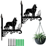 Belgian tervuren metal hanging basket bracket mounted on outdoor wall for plant decoration