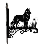 Belgian tervuren metal hanging basket bracket mounted on outdoor wall for plant decoration