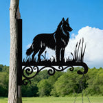 Belgian tervuren metal hanging basket bracket mounted on outdoor wall for plant decoration