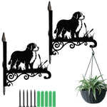Bernese mountain dog metal hanging basket bracket mounted on outdoor wall for plant decoration