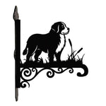 Bernese mountain dog metal hanging basket bracket mounted on outdoor wall for plant decoration
