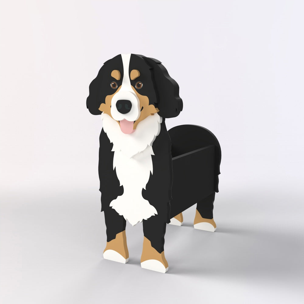 Full-body view of the Bernese Mountain Dog planter