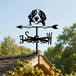 Bernese Mountain Dog metal weather vane with directional arrows and mounting rod, outdoor roof and garden decoration