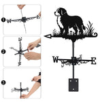 Bernese Mountain Dog metal weather vane with directional arrows and mounting rod, outdoor roof and garden decoration