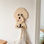 Bichon Friese wooden dog wall hook key and leash holder for home entryway organizer