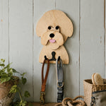 Bichon Friese wooden dog wall hook key and leash holder for home entryway organizer