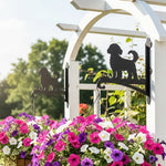Bichon frise metal hanging basket bracket mounted on outdoor wall for plant decoration