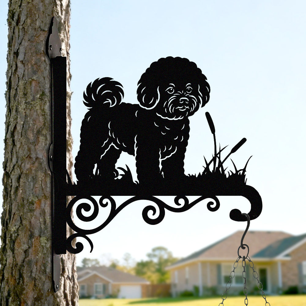 Bichon metal hanging basket bracket mounted on outdoor wall for plant decoration