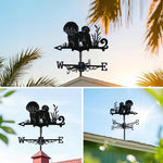 Bichon metal weather vane with directional arrows and mounting rod, outdoor roof and garden decoration
