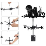 Bichon metal weather vane with directional arrows and mounting rod, outdoor roof and garden decoration