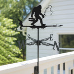 Bigfoot fishing metal weather vane with directional arrows and mounting rod, outdoor roof and garden decoration
