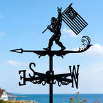 Bigfoot freedom flag metal weather vane with directional arrows and mounting rod, outdoor roof and garden decoration