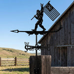 Bigfoot freedom flag metal weather vane with directional arrows and mounting rod, outdoor roof and garden decoration