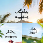 Bird on branch metal weather vane with directional arrows and mounting rod, outdoor roof and garden decoration