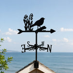 Birds and flowers metal weather vane with directional arrows and mounting rod, outdoor roof and garden decoration