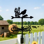 Birds and flowers metal weather vane with directional arrows and mounting rod, outdoor roof and garden decoration