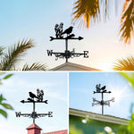Birds and flowers metal weather vane with directional arrows and mounting rod, outdoor roof and garden decoration