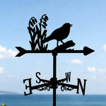 Birds and flowers metal weather vane with directional arrows and mounting rod, outdoor roof and garden decoration