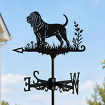 Bloodhound metal weather vane with directional arrows and mounting rod, outdoor roof and garden decoration