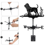 Bloodhound metal weather vane with directional arrows and mounting rod, outdoor roof and garden decoration