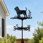 Bloodhound metal weather vane with directional arrows and mounting rod, outdoor roof and garden decoration