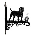 Boerboel metal hanging basket bracket mounted on outdoor wall for plant decoration
