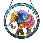 Boho elephant stained glass suncatcher window hanging, suitable for home and garden decoration
