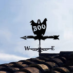 Boo ghost metal weather vane with directional arrows and mounting rod, outdoor roof and garden decoration