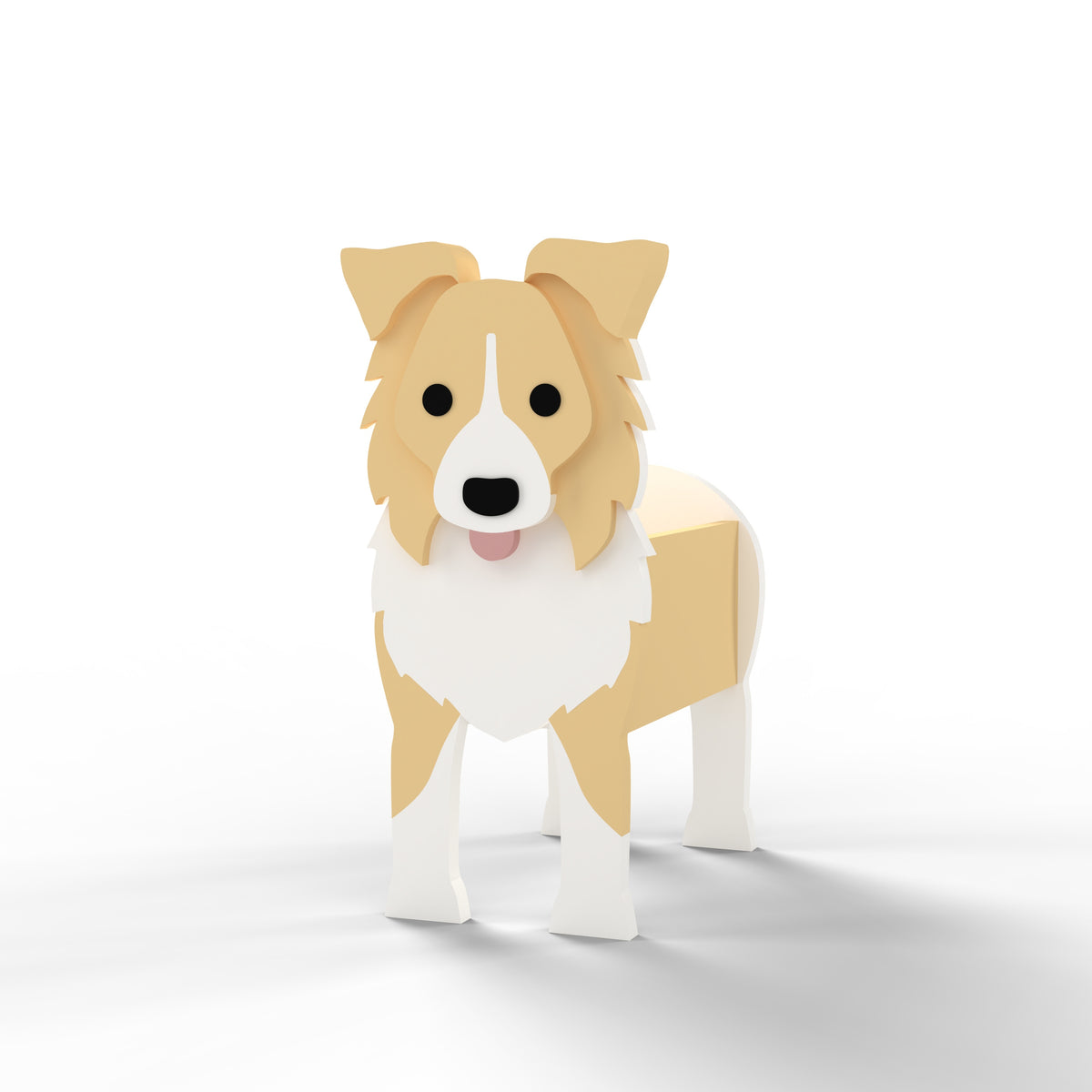 Full-body view of the Border Collie dog planter