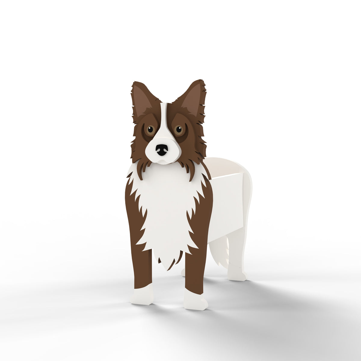 Full-body view of the Border Collie dog planter