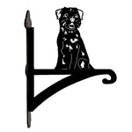 Border terrier metal hanging basket bracket mounted on outdoor wall for plant decoration